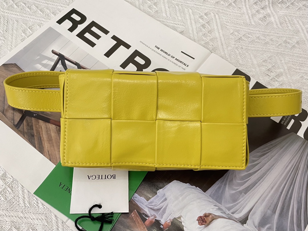 Mini Cassette Intreccio Leather Belt Bag Yellow